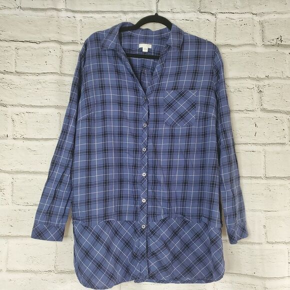 J.Jill Women Blue Long Sleeve Button-Down Shirt Large Cotton - Picture 1 of 7